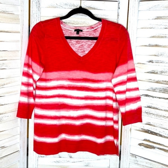 Talbots Tops - Talbots Pink Ombre Striped V Neck Sweater - SZ XS